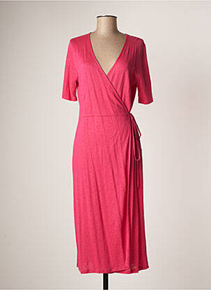 Robe mi-longue manches courtes manches courtes rose MAJESTIC FILATURES femme