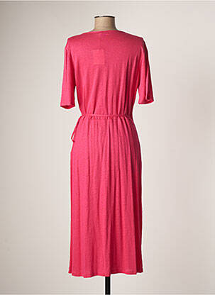 Robe mi-longue manches courtes manches courtes rose MAJESTIC FILATURES femme