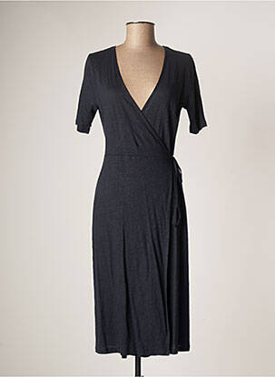 Robe mi-longue manches courtes manches courtes bleu MAJESTIC FILATURES femme