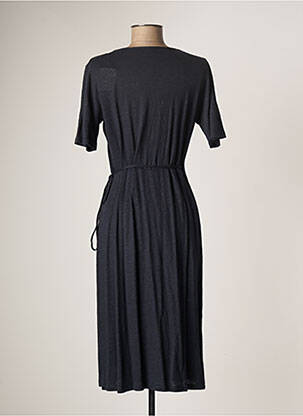 Robe mi-longue manches courtes manches courtes bleu MAJESTIC FILATURES femme
