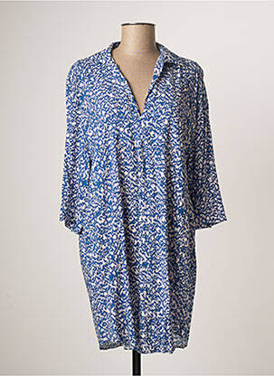 Robe courte coupe fluide manches 3/4 bleu ATELIER JAD femme