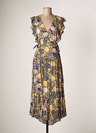 Robe longue manches courtes manches courtes marron ATELIER JAD femme