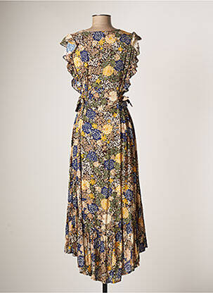 Robe longue manches courtes manches courtes marron ATELIER JAD femme