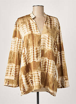 Blouse imprimé fantaisie manches longues beige JANIS & JOHN femme