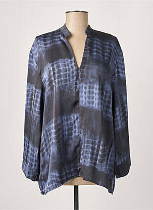 Blouse imprimé fantaisie manches longues bleu JANIS & JOHN femme