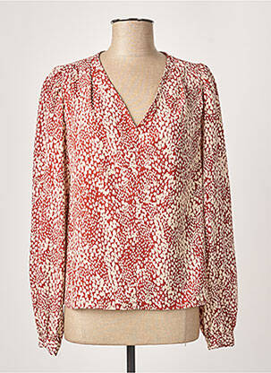 Blouse imprimé fantaisie manches longues marron JANIS & JOHN femme