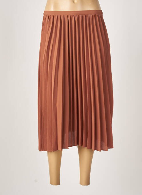 Jupe mi-longue coupe évasée marron AN' GE femme