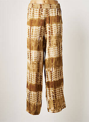Pantalon droit tissage crêpe taille normale marron JANIS & JOHN femme