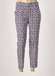 Pantalon chino fermeture zippée sous rabat avec crochet taille normale bleu EMA BLUE'S femme