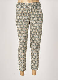 Pantalon chino fermeture zippée sous rabat avec crochet taille normale vert EMA BLUE'S femme