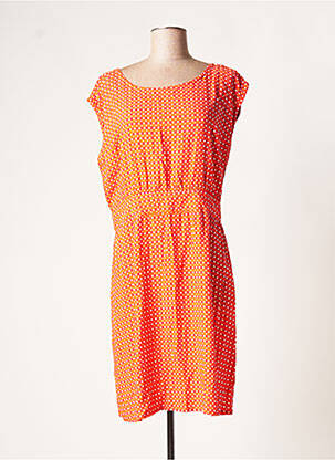 Robe mi-longue imprimé fantaisie manches courtes orange PRINCESSE NOMADE femme