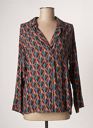 Blouse imprimé fantaisie manches longues vert LE PETIT BAIGNEUR femme