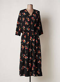 Robe longue imprimé fleurs manches 3/4 noir MAMOUCHKA femme