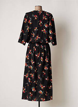 Robe longue imprimé fleurs manches 3/4 noir MAMOUCHKA femme