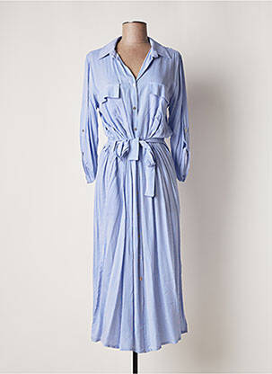 Robe mi-longue manches longues manches longues bleu ATELIER JAD femme