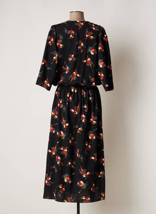 Robe longue imprimé fleurs manches 3/4 noir MAMOUCHKA femme