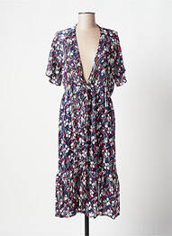 Robe mi-longue coupe fluide manches courtes bleu SCARLET ROOS femme