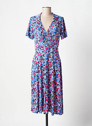 Robe mi-longue imprimé fleurs manches courtes bleu EGERIE femme