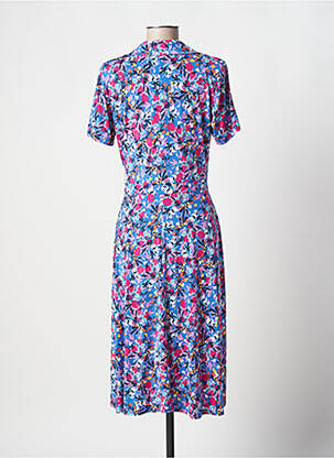 Robe mi-longue imprimé fleurs manches courtes bleu EGERIE femme