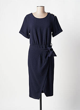 Robe mi-longue manches courtes manches courtes bleu LENNY B femme