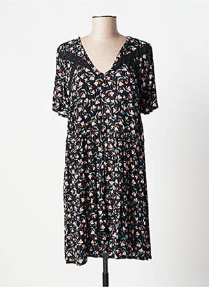 Robe mi-longue coupe fluide manches courtes noir ATELIER JAD femme
