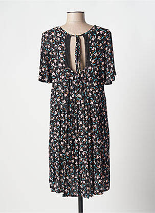 Robe mi-longue coupe fluide manches courtes noir ATELIER JAD femme