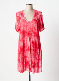 Robe courte coupe évasée manches courtes rose ATELIER JAD femme