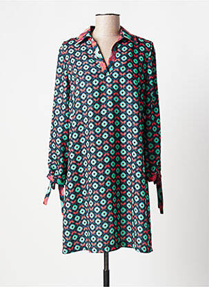 Robe courte coupe fluide manches longues vert QUEENIE femme