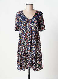 Robe courte coupe évasée manches courtes bleu ATELIER JAD femme