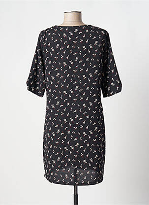 Robe mi-longue tissage crêpe manches courtes noir MAMOUCHKA femme