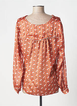 Blouse légère et transparente manches longues orange PLACE DES VICTOIRES femme