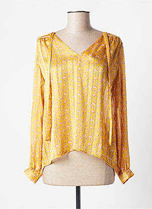 Blouse légère et transparente manches longues jaune PLACE DES VICTOIRES femme