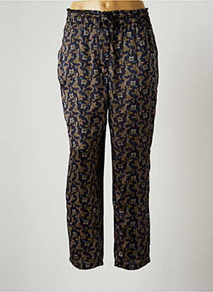 Pantalon droit fermeture zippée sous rabat boutonné taille normale bleu VIE TA VIE femme