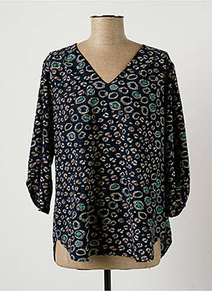 Blouse imprimé fantaisie manches 3/4 bleu MAMOUCHKA femme