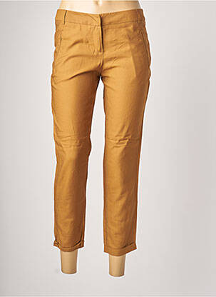 Pantalon 7/8 fermeture zippée sous rabat avec crochet taille basse jaune SISLEY femme