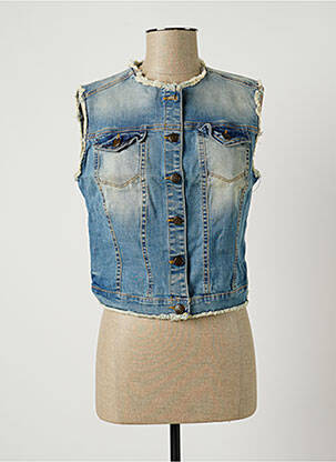 Veste en jean coupe cintrée bleu SISLEY femme