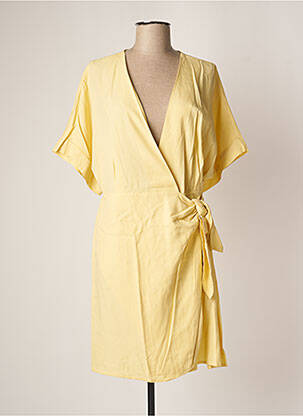 Robe courte manches courtes manches courtes jaune BENETTON femme