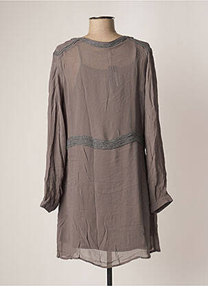 Robe courte coupe fluide manches longues gris SISLEY femme