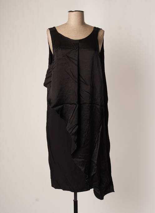 Robe mi-longue coupe fluide sans manche noir SISLEY femme