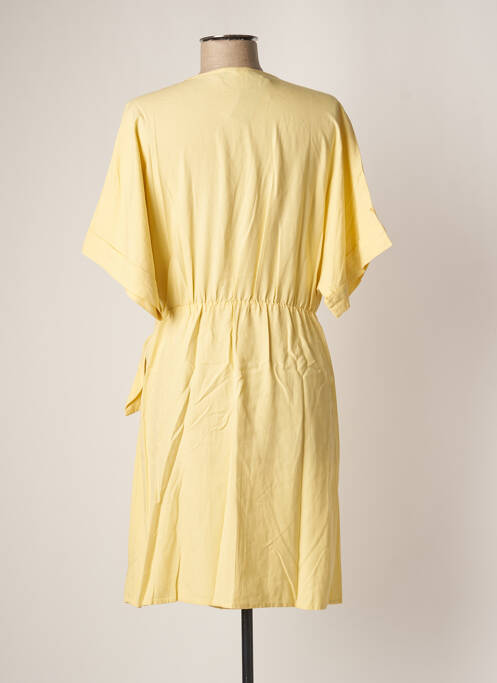 Robe courte manches courtes manches courtes jaune BENETTON femme