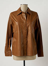 Chemisier poches poitrine manches longues marron SISLEY femme