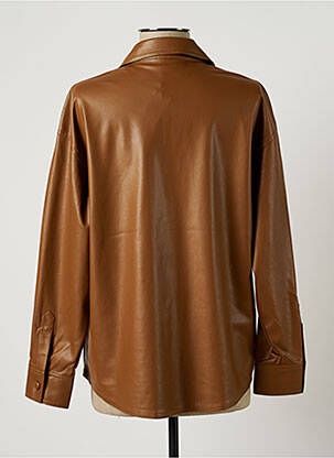 Chemisier coupe droite manches longues marron SISLEY femme