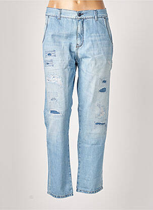 Jeans coupe droite effet usé délavé taille normale bleu SISLEY femme