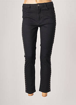 Jeans coupe slim broderie rivets taille normale noir BENETTON femme