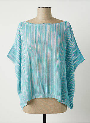 Pull stretch manches courtes bleu SISLEY femme