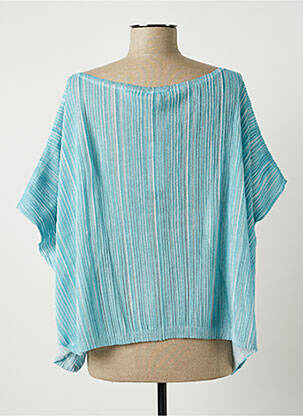 Pull stretch manches courtes bleu SISLEY femme