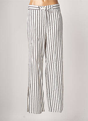 Pantalon large fermeture zippée sous rabat boutonné taille normale blanc BENETTON femme