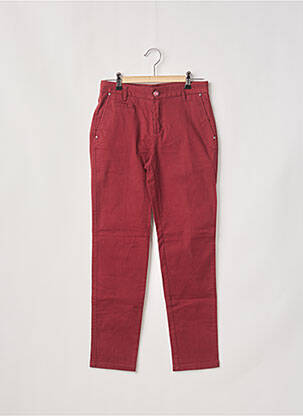 Pantalon chino fermeture zippée sous rabat boutonné taille normale rouge BENETTON femme
