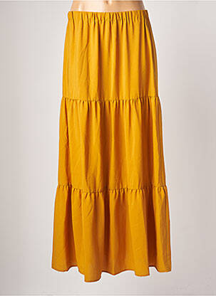 Jupe longue tissage crêpe jaune SISLEY femme