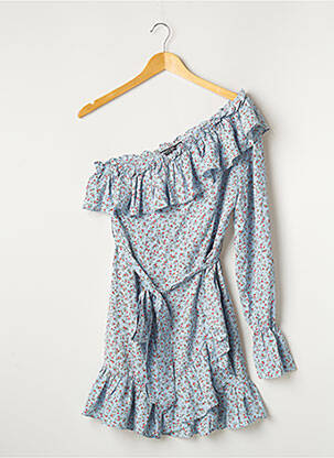 Robe courte coupe évasée manches longues bleu SANS MARQUE femme